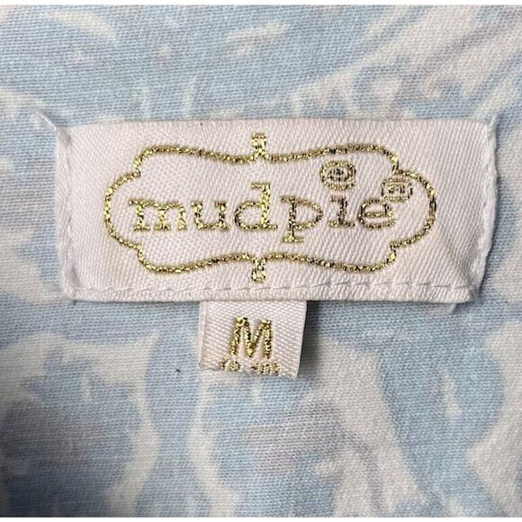 Mud Pie Sleeveless Embroidered Blue Paisley Shift Dress Cotton Stretch Medium - Picture 6 of 14